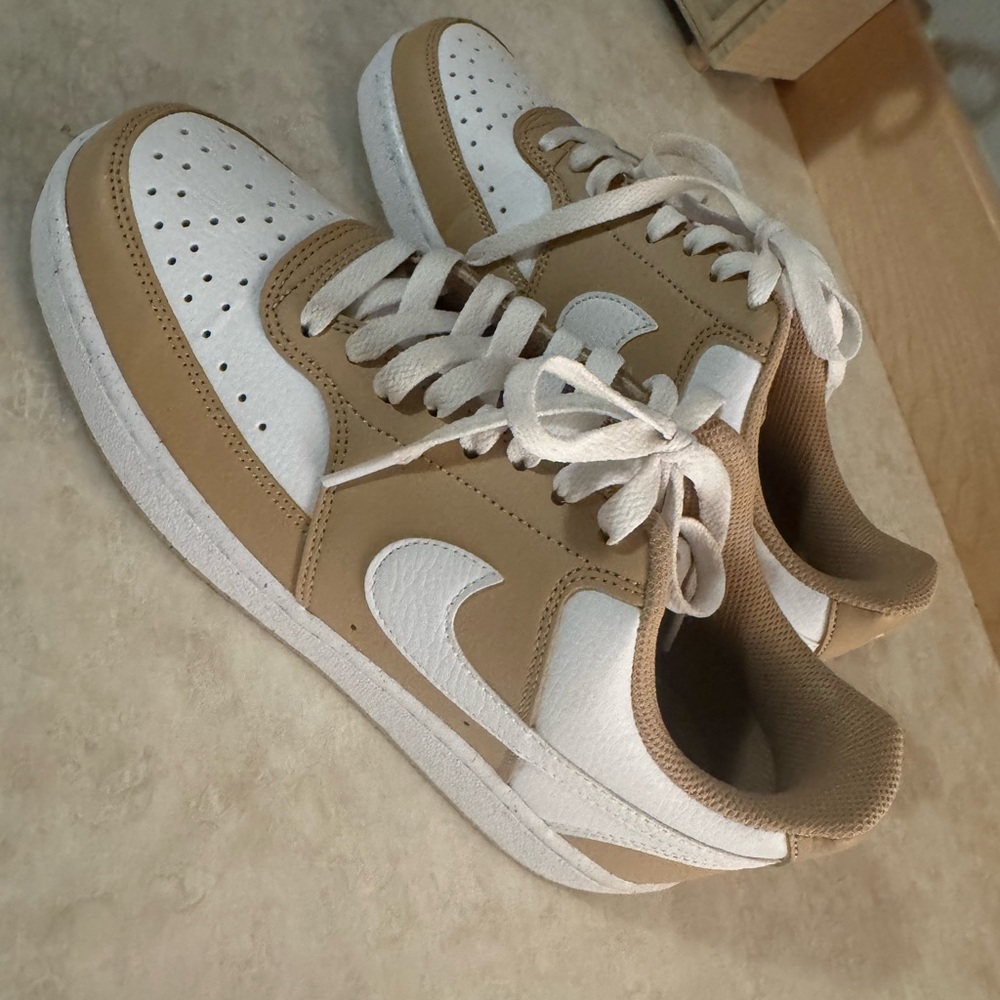 Nike White and Tan Athletic Shoes